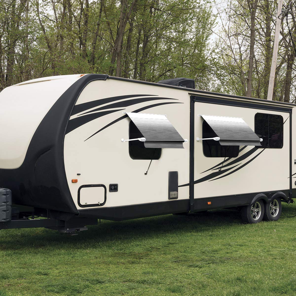 Carefree IN0656D00/IA0551 SL XL Silver Shale Fade 6.5' RV Window Awning - Image 4