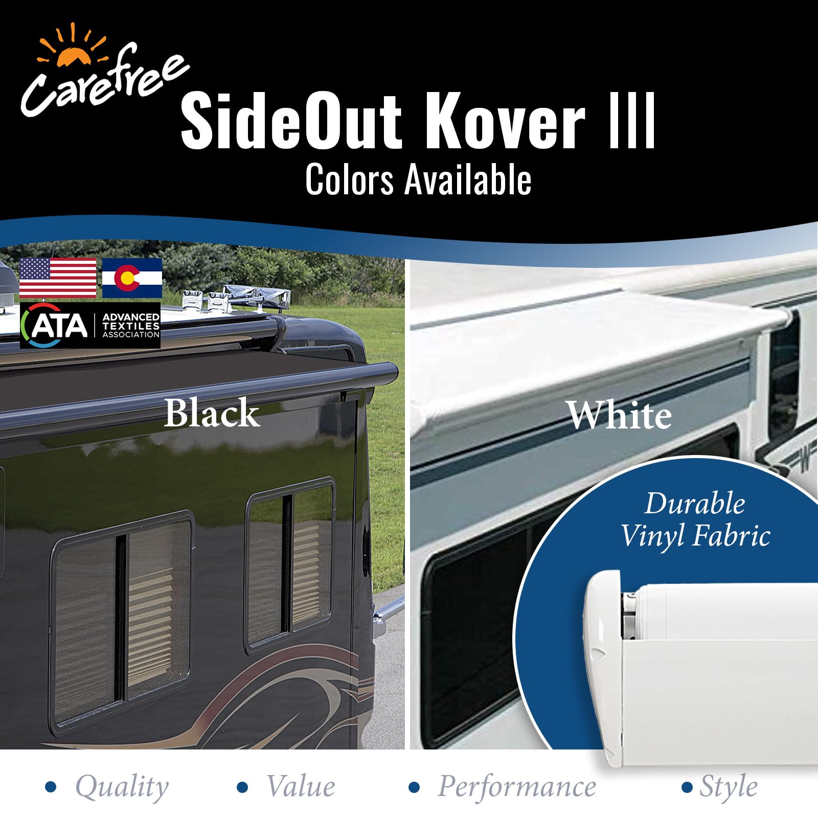 Carefree Universal RV Slideout Awning Fabric Replacement (200" x 160") - Cut to Fit Length, Standard RV Slide Room Extension Awning with FLXguard Protection for Pop Out Room (White) - Image 6