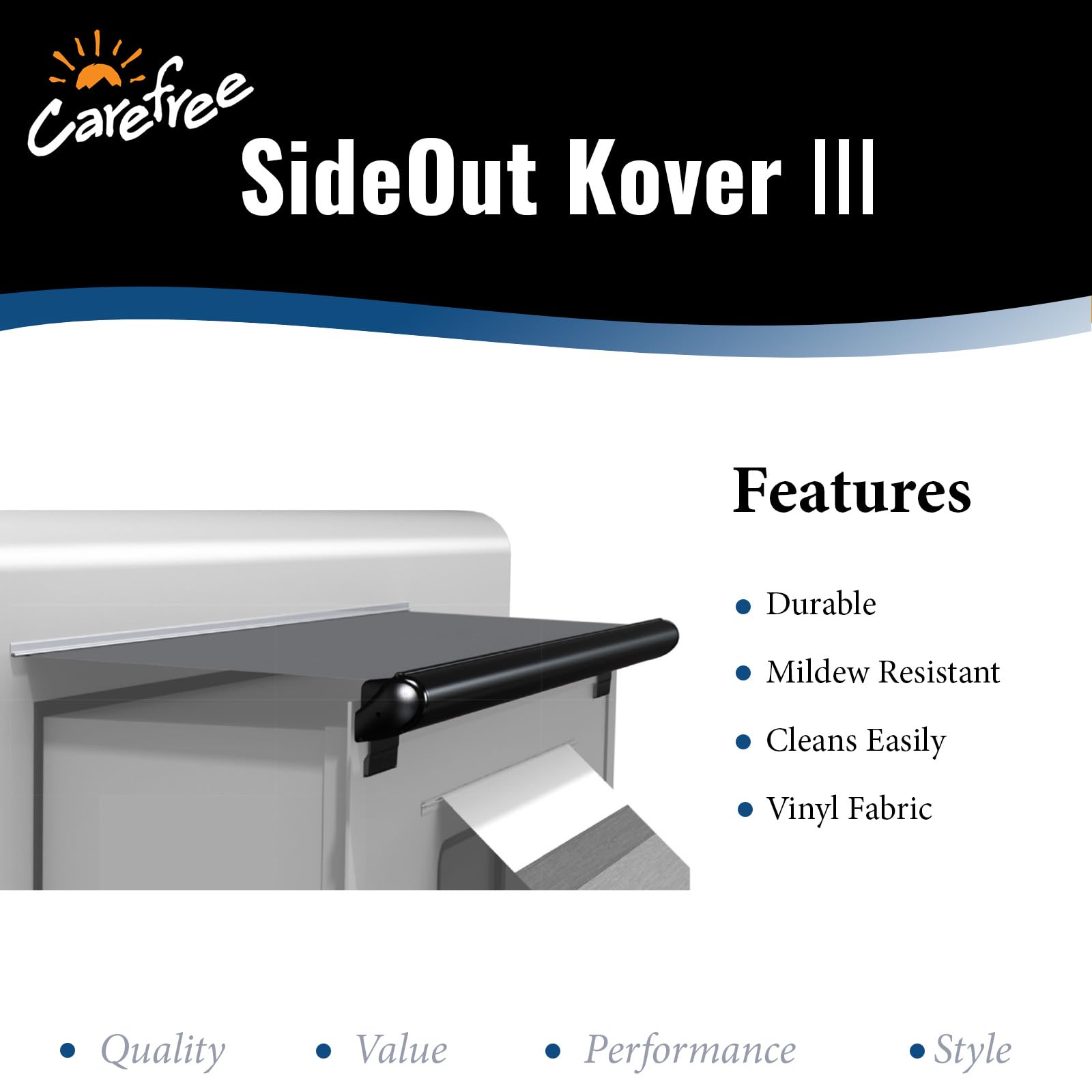 Carefree Universal RV Slideout Awning Fabric Replacement (200" x 160") - Cut to Fit Length, Standard RV Slide Room Extension Awning with FLXguard Protection for Pop Out Room (White) - Image 8